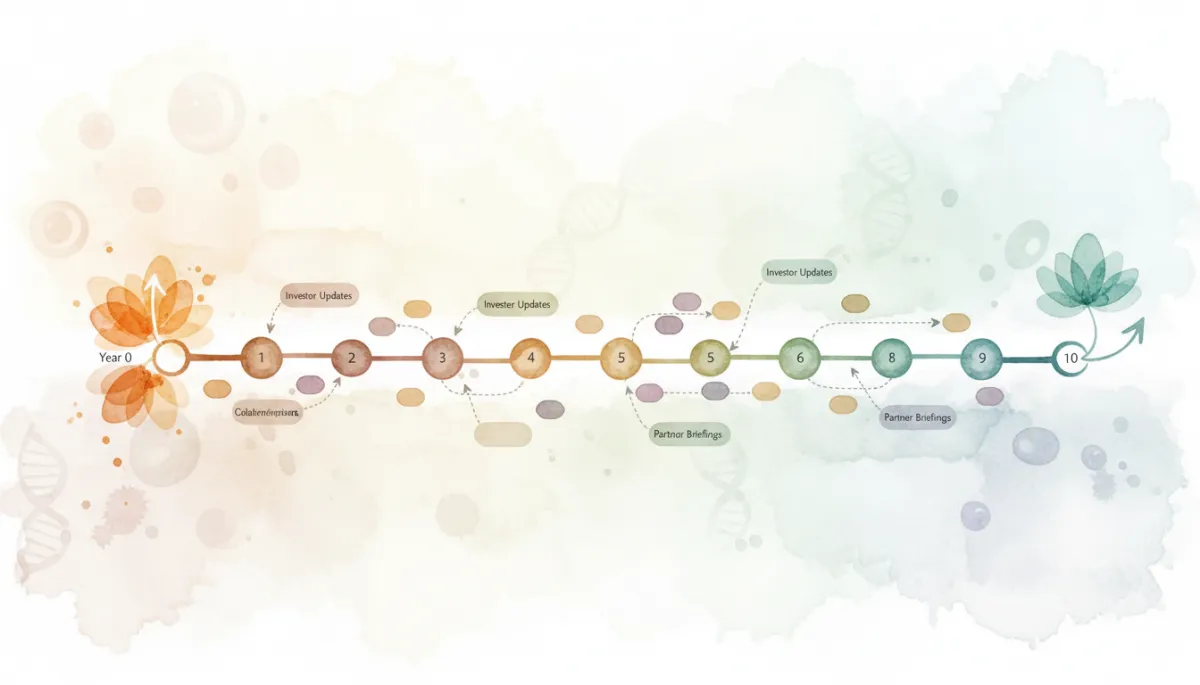 long-term sales strategy for biotech founders — biotech development timeline with consistent relationship touchpoints