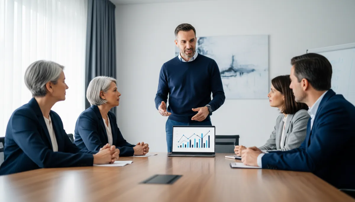 edutech startup sales — founder pitching to school