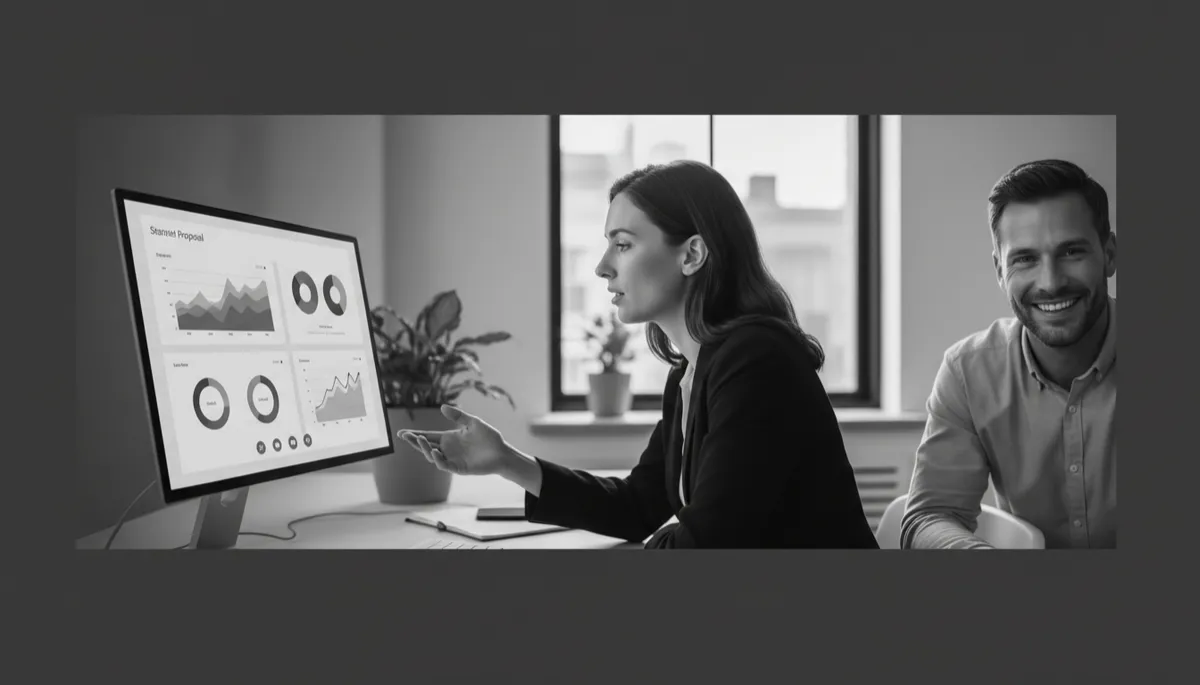 visual sales tools for founders — founder presenting visual proposal