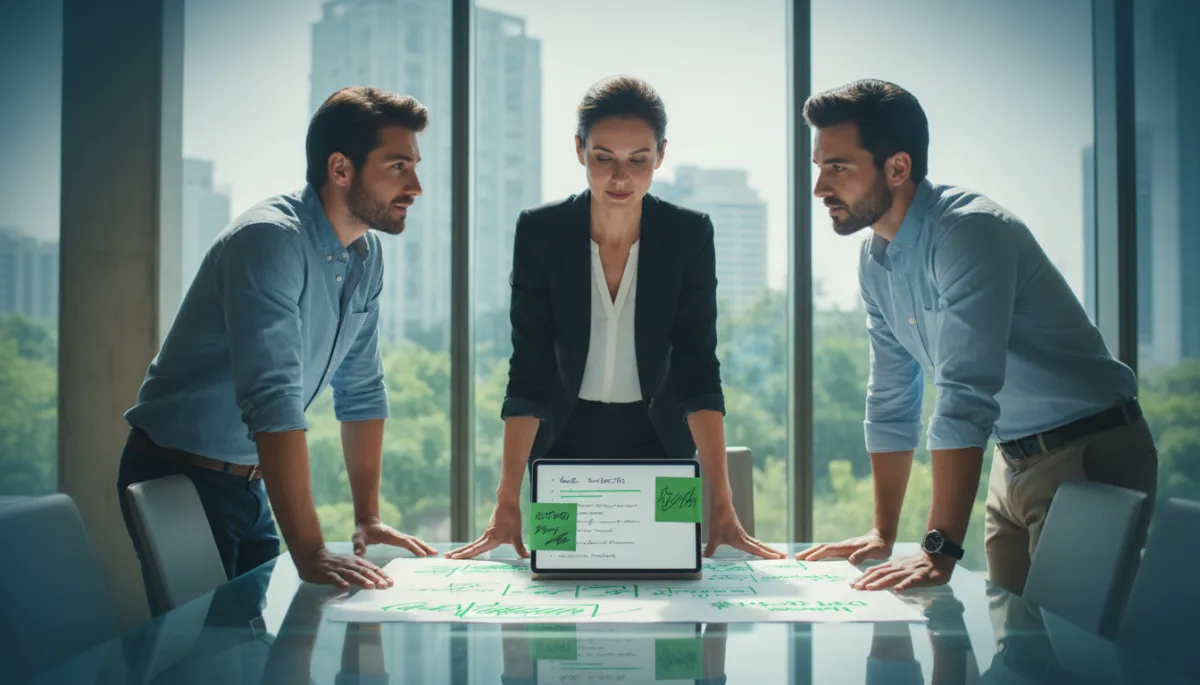 Startup founder and team carefully vetting sales coaching options together