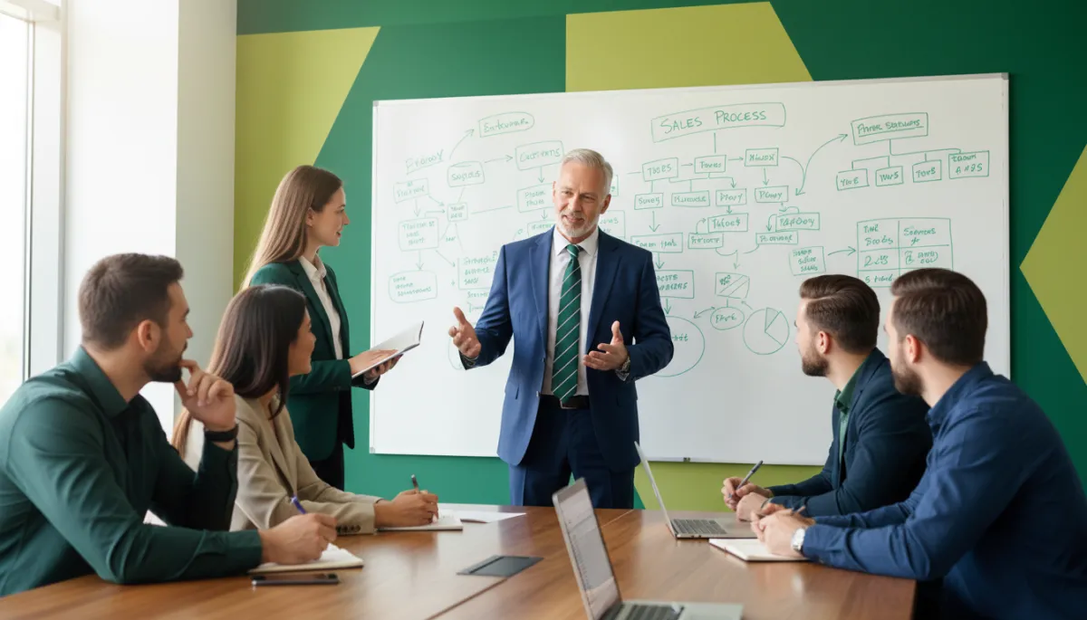 Founders in a sales workshop refining their process with a coach