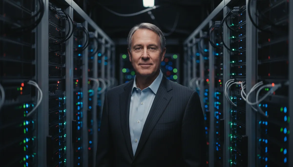 Michael Dell standing in a server room surrounded by AI hardware racks