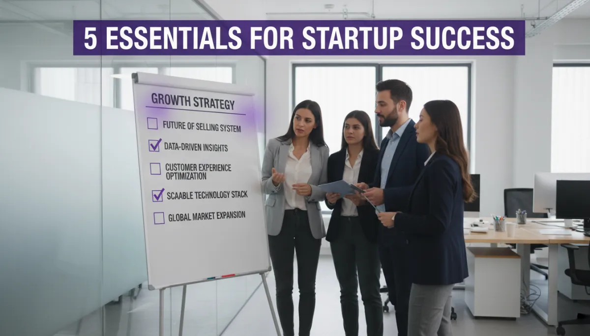 Founders reviewing a visual checklist of the five opportunity conditions