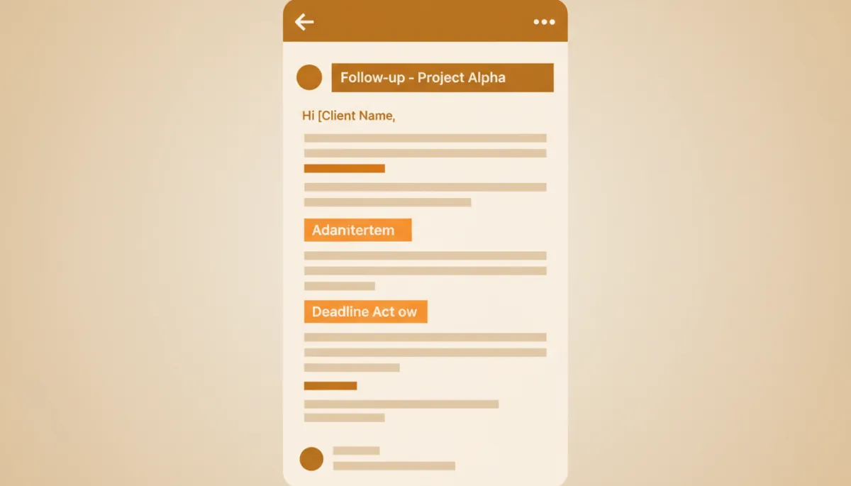 Short, well-formatted follow-up email on a smartphone screen