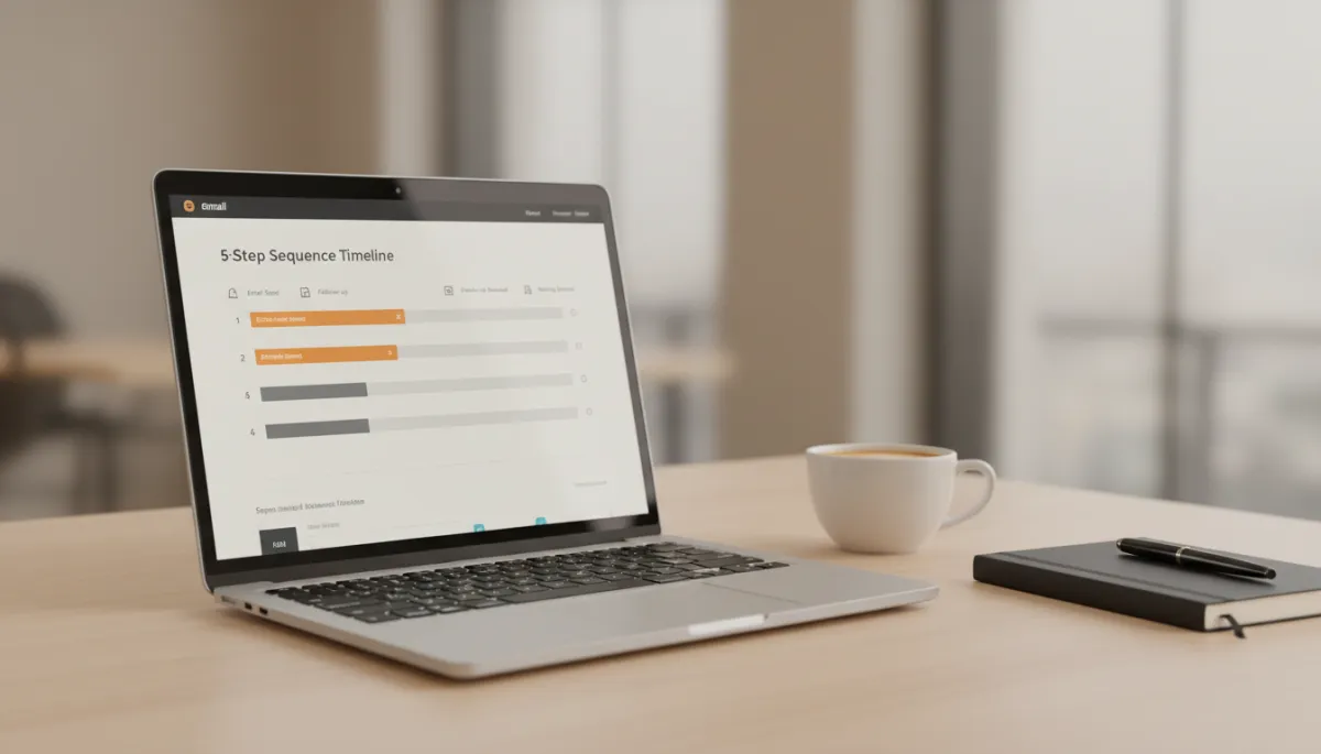 Email outreach dashboard showing a structured 5-touch sequence