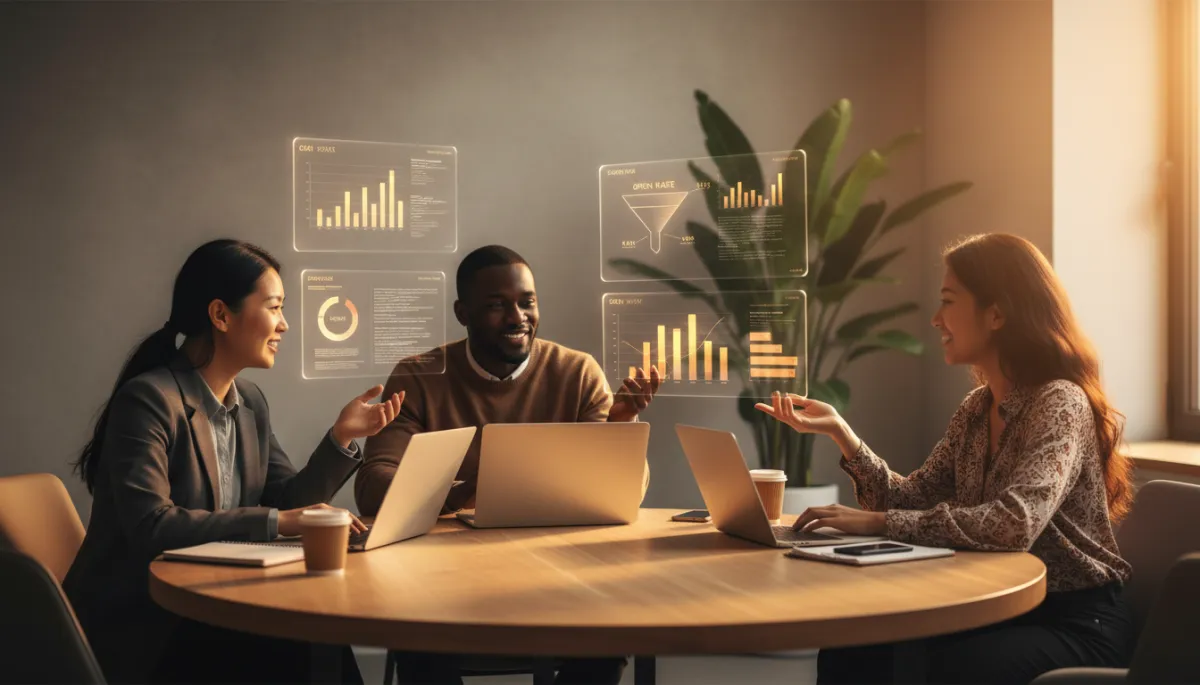 Founders reviewing performance metrics from their email outreach strategy