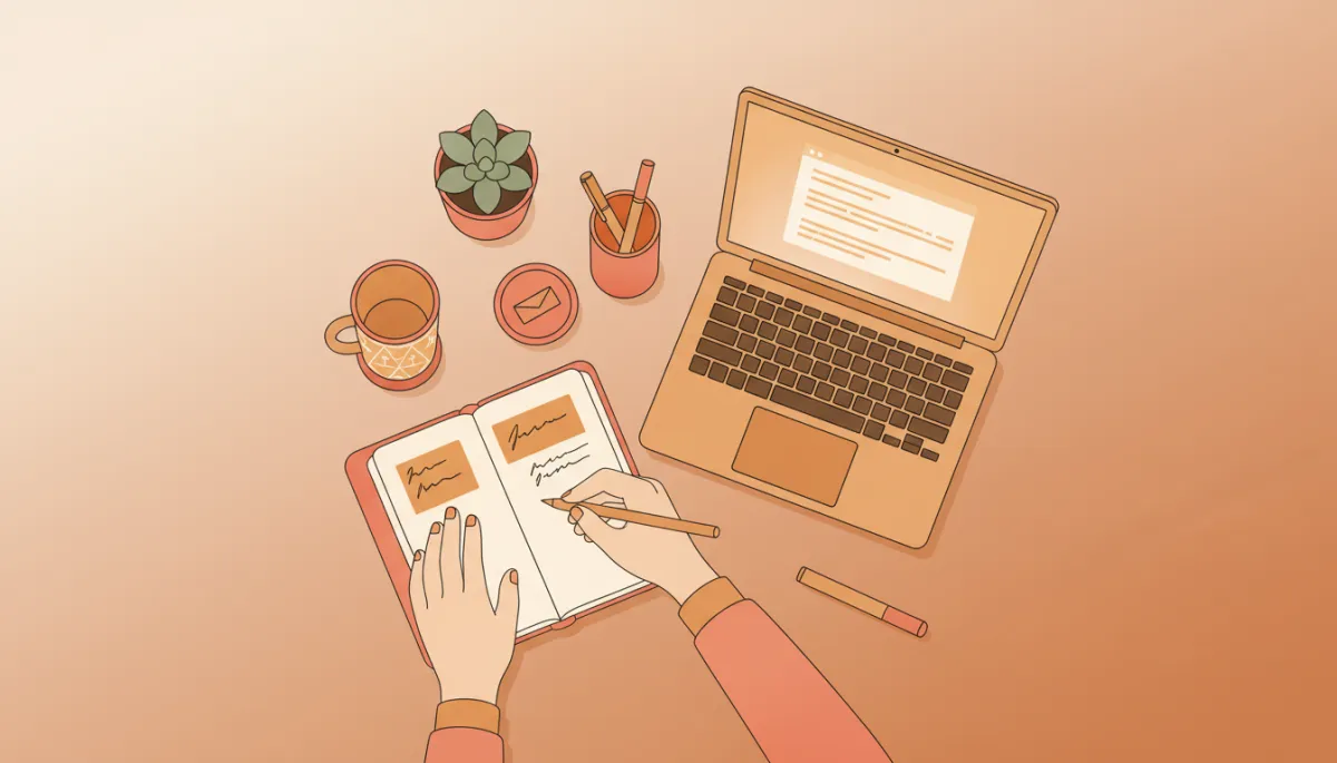 Founder planning cold outreach emails using a structured formula