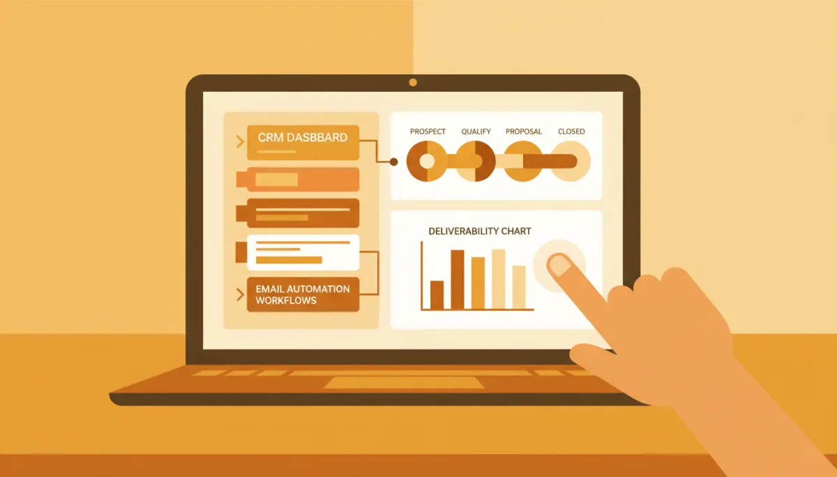 CRM dashboard with email automation and pipeline metrics