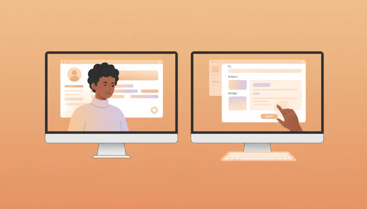 Founder researching a prospect’s content while writing a tailored email