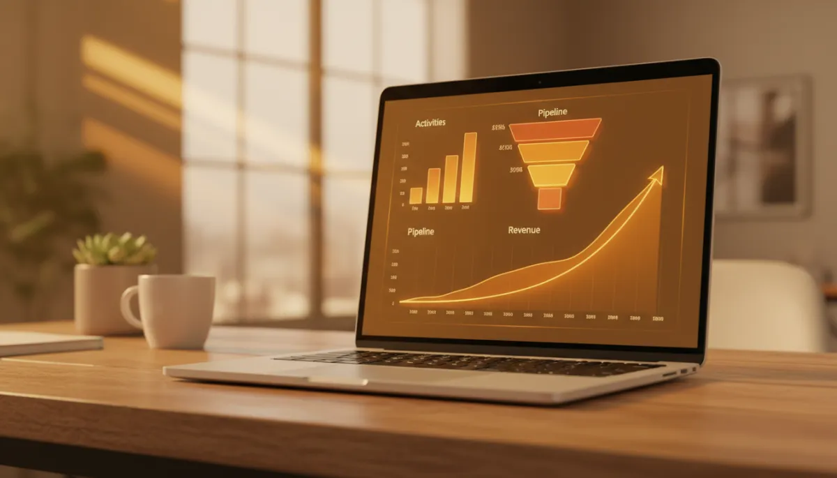 Dashboard showing 90-day ramp metrics for a new sales hire