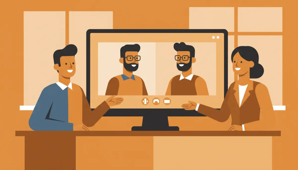 Happy customer introducing a founder to another executive over a video call