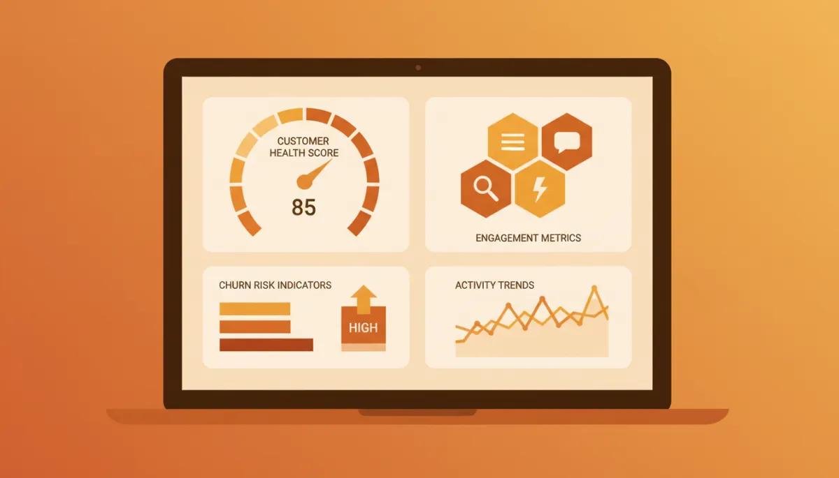 Analytics dashboard highlighting customer health scores and churn risk indicators