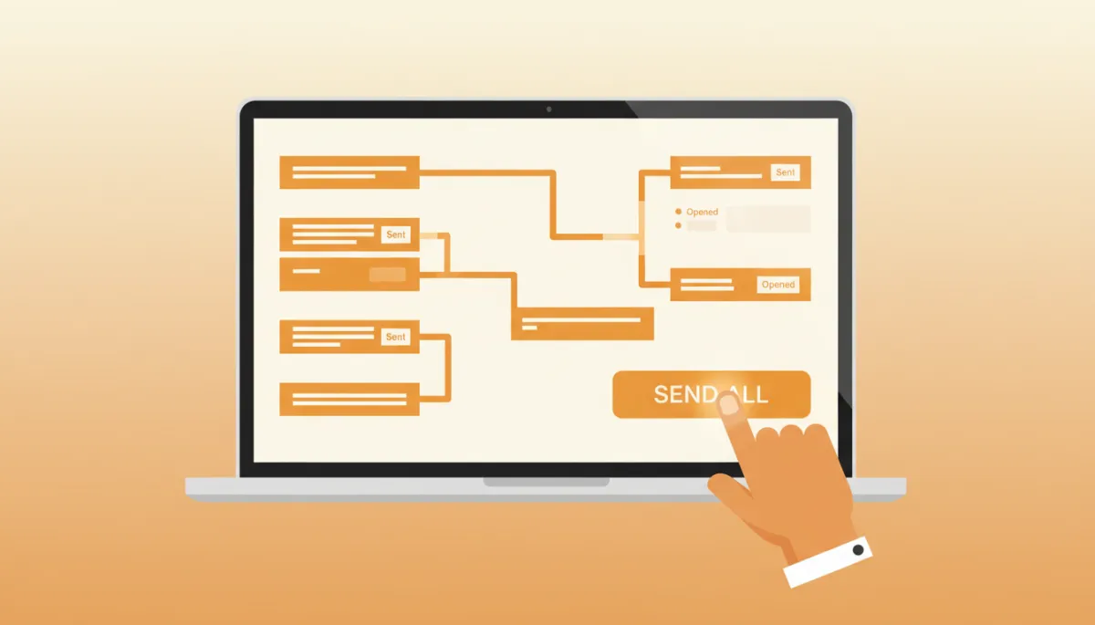 Dashboard showing a structured client follow up email sequence