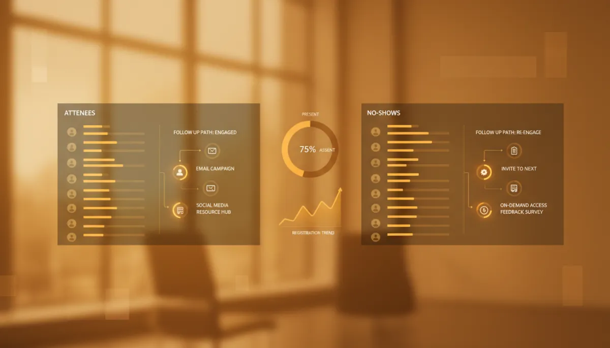 Segmented webinar audience lists for attendees and no-shows with different follow up paths