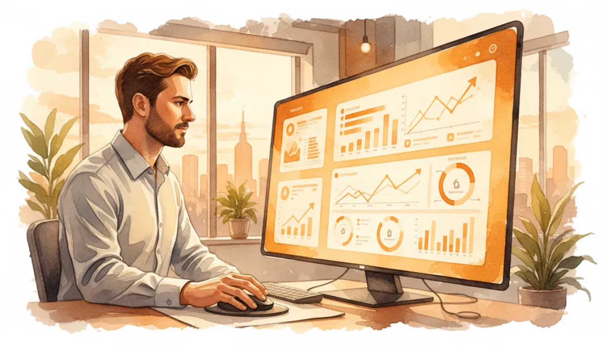 Founder reviewing prospecting email performance metrics on a dashboard