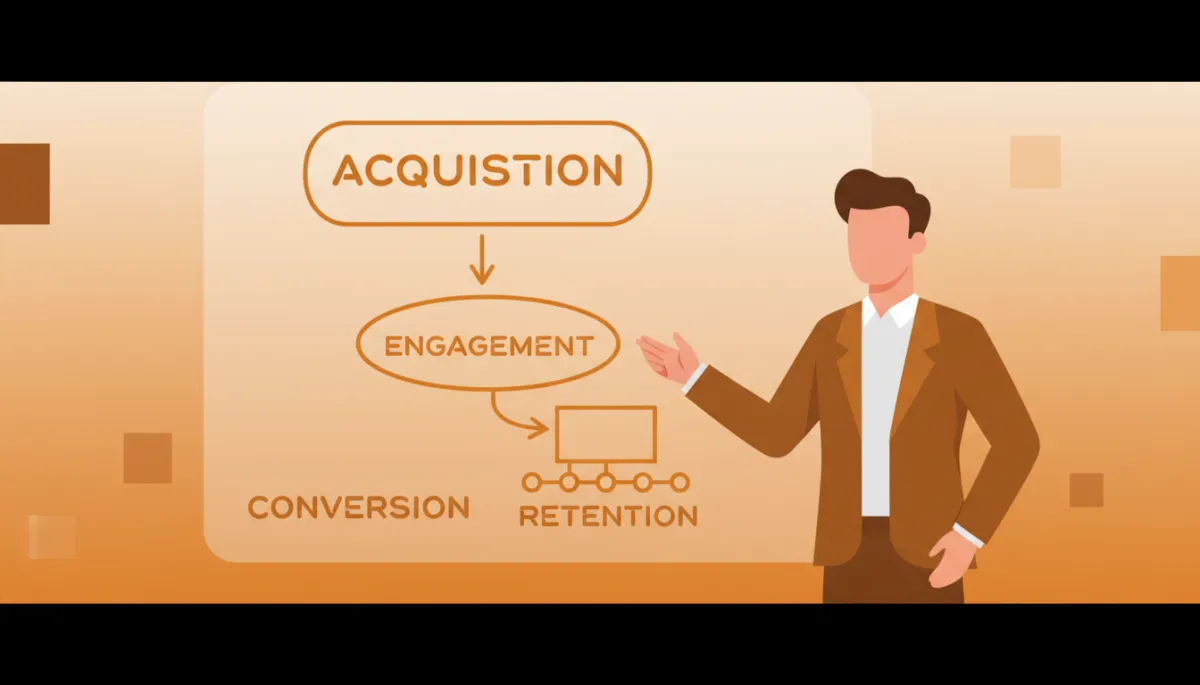 Founder explaining a simple B2B newsletter funnel diagram on a glass board