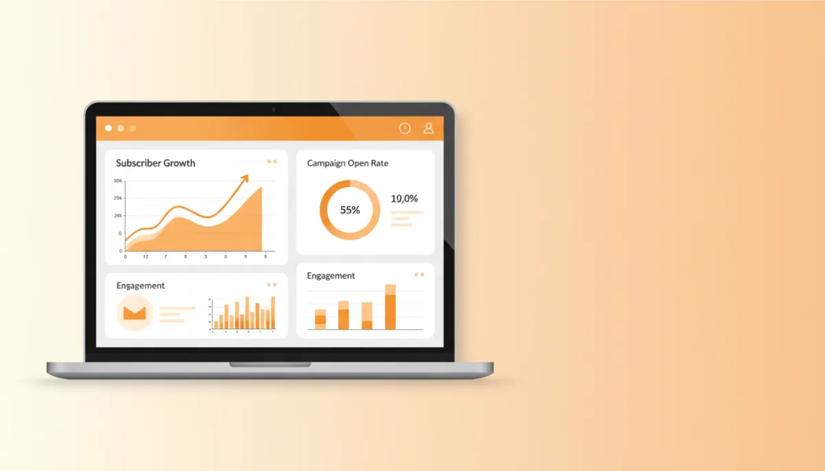 Email marketing dashboard showing consistent subscriber growth and campaign performance
