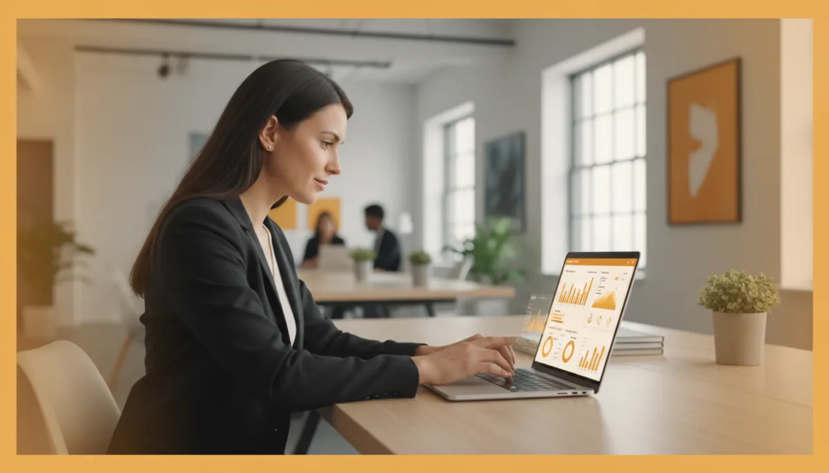 Female founder reviewing A/B test results for sales email sequences