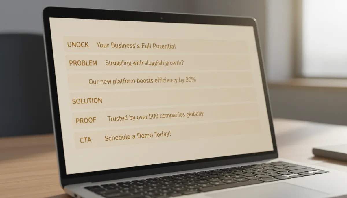 Sales email structured with hook, problem, solution, proof, and CTA highlighted