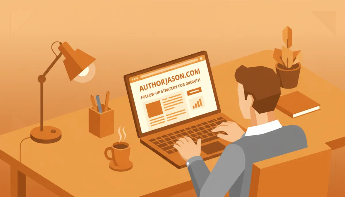 Founder studying follow-up strategies on AuthorJason.com
