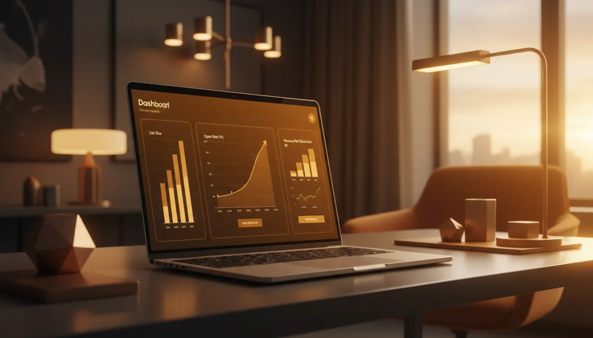 Dashboard showing B2B email list performance metrics over time