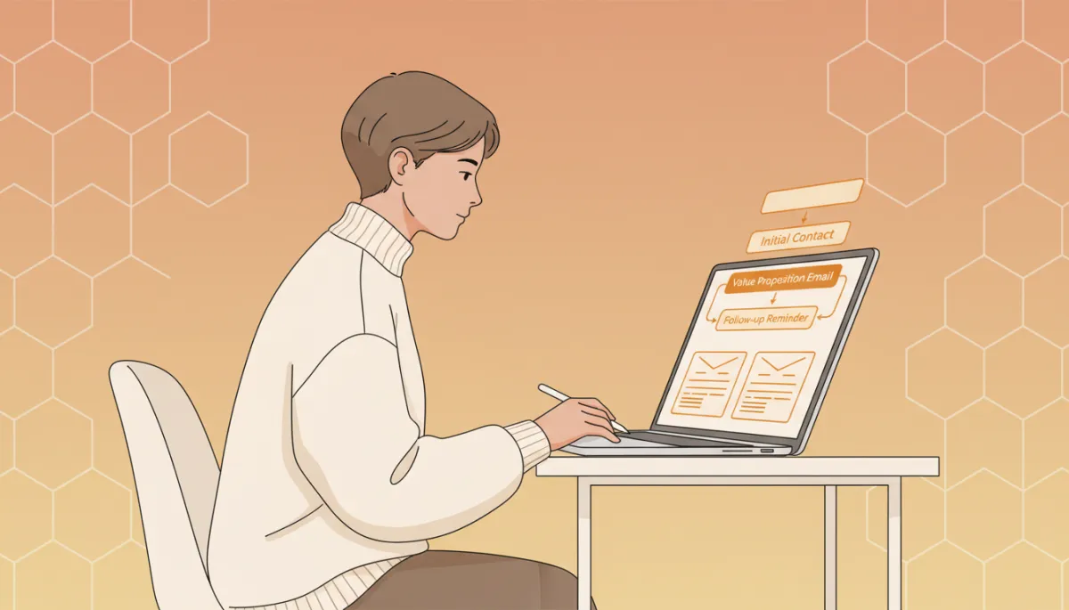 Founder reviewing automated sales follow-up steps in a CRM