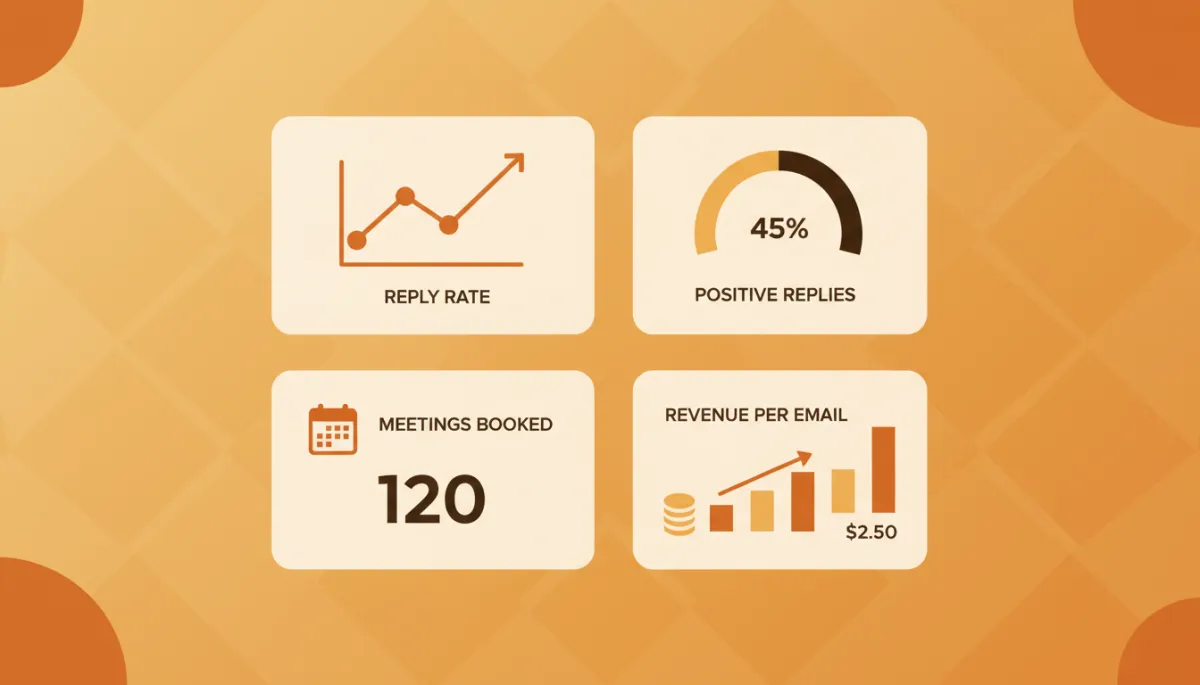 Analytics dashboard summarizing key cold email KPIs