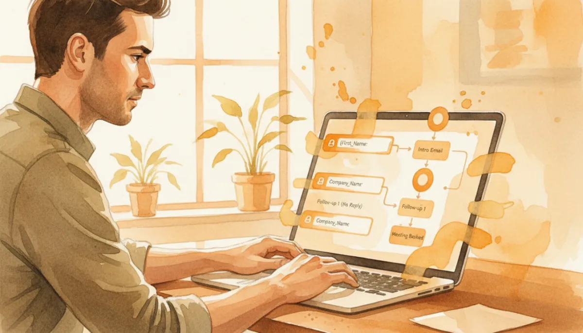 Founder using a cold email automation tool to personalize a sequence