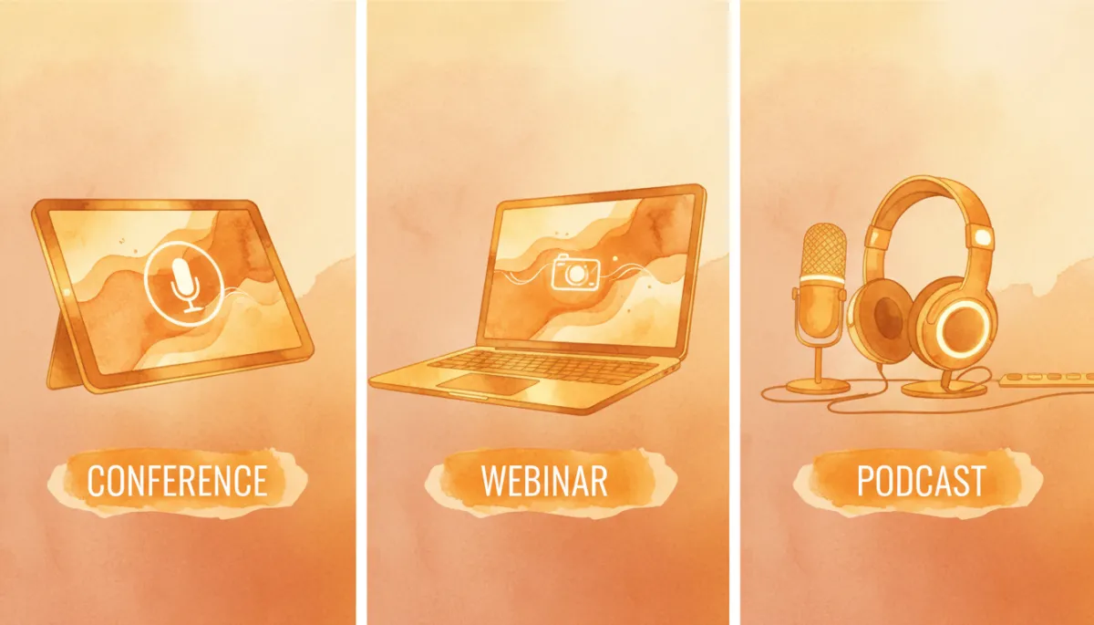 Different follow up strategies for conference, webinar, and podcast events