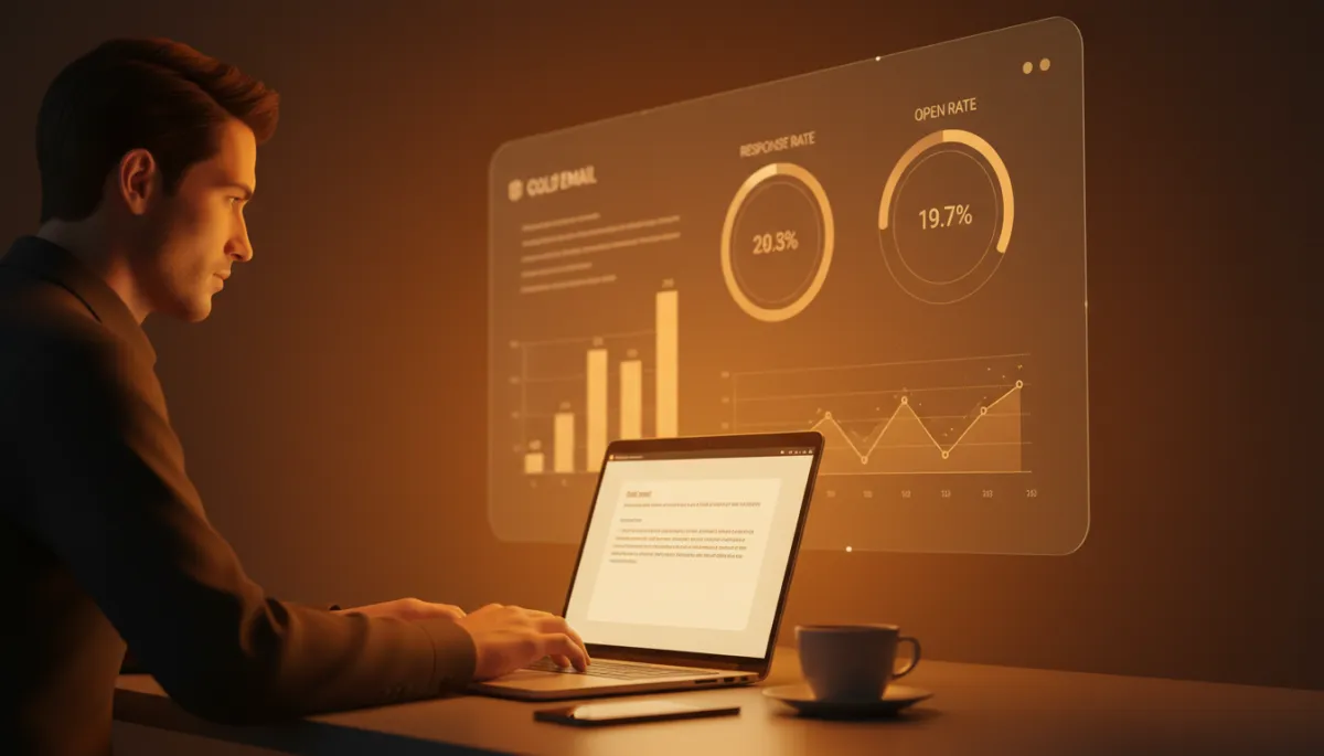 Founder reviewing response rates from a concise cold prospect email