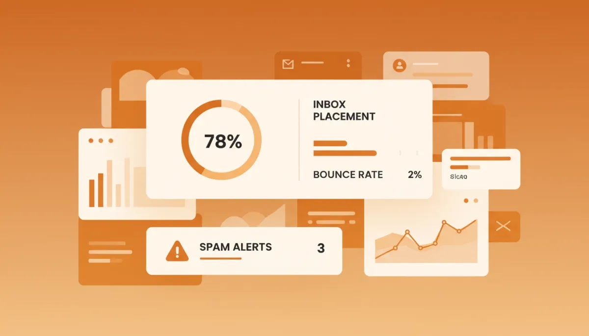 Email deliverability dashboard with inbox placement and bounce monitoring