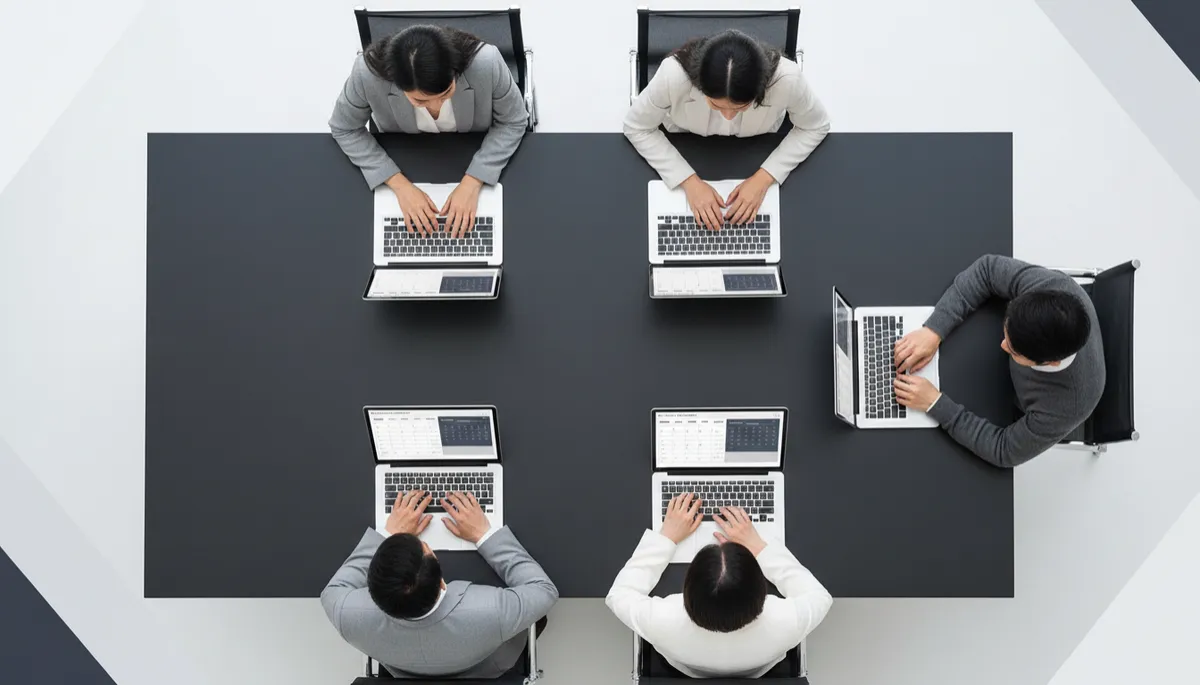 Startup team collaborating around unified inbox and scheduling tools Startup team collaborating around unified inbox and scheduling tools
