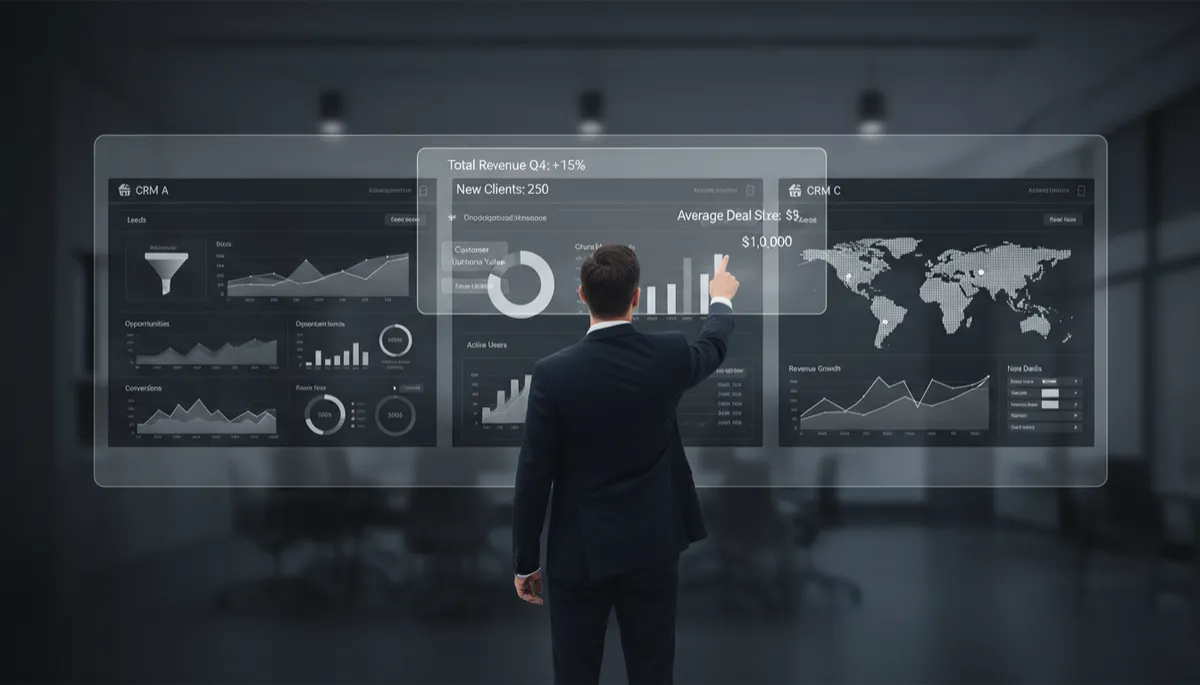 Founder comparing different CRM dashboards and metrics Founder comparing different CRM dashboards and metrics