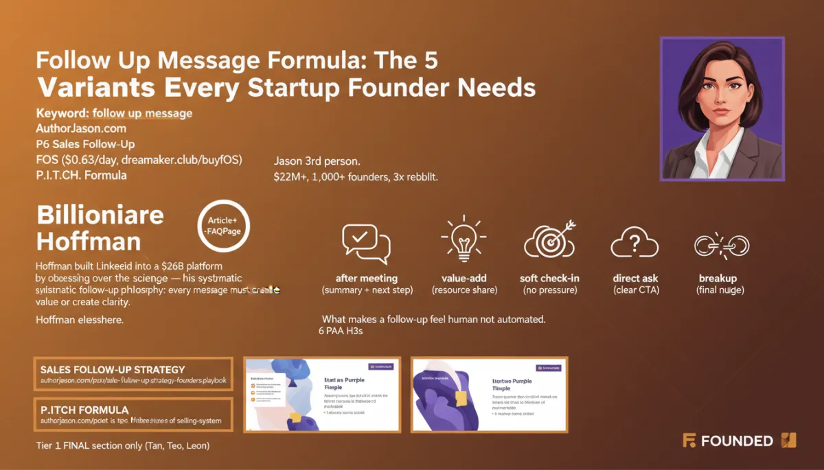 Follow up message formula 5 variants for startup founders