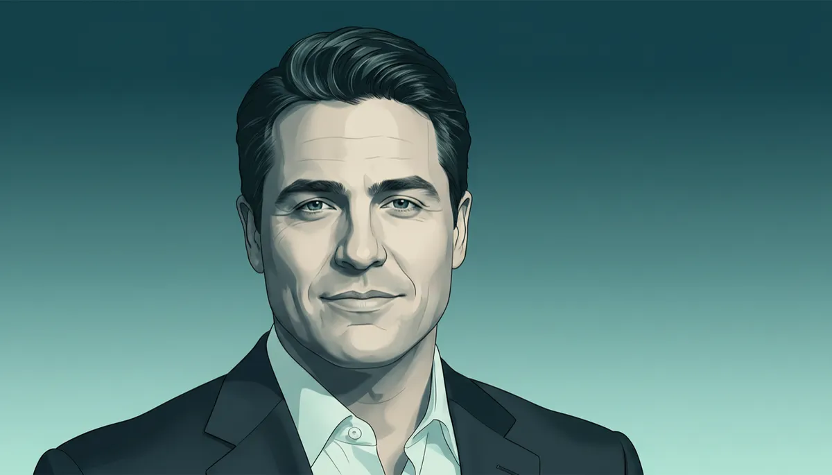 professional photorealistic portrait of Mark Cuban against a deep teal background, confident expression, soft studio lighting, clean composition