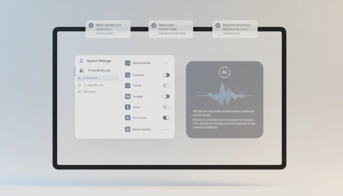 Mac privacy settings and AI assistant interface visible alongside message notifications Mac privacy settings and AI assistant interface visible alongside message notifications