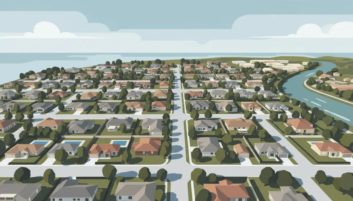 Aerial view of a Jacksonville residential neighborhood