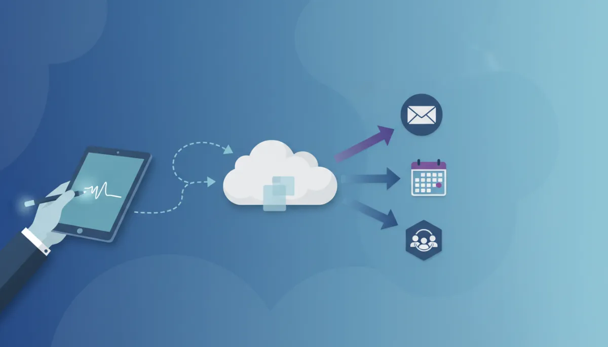 Illustration of a digital, paperless workflow using automation tools
