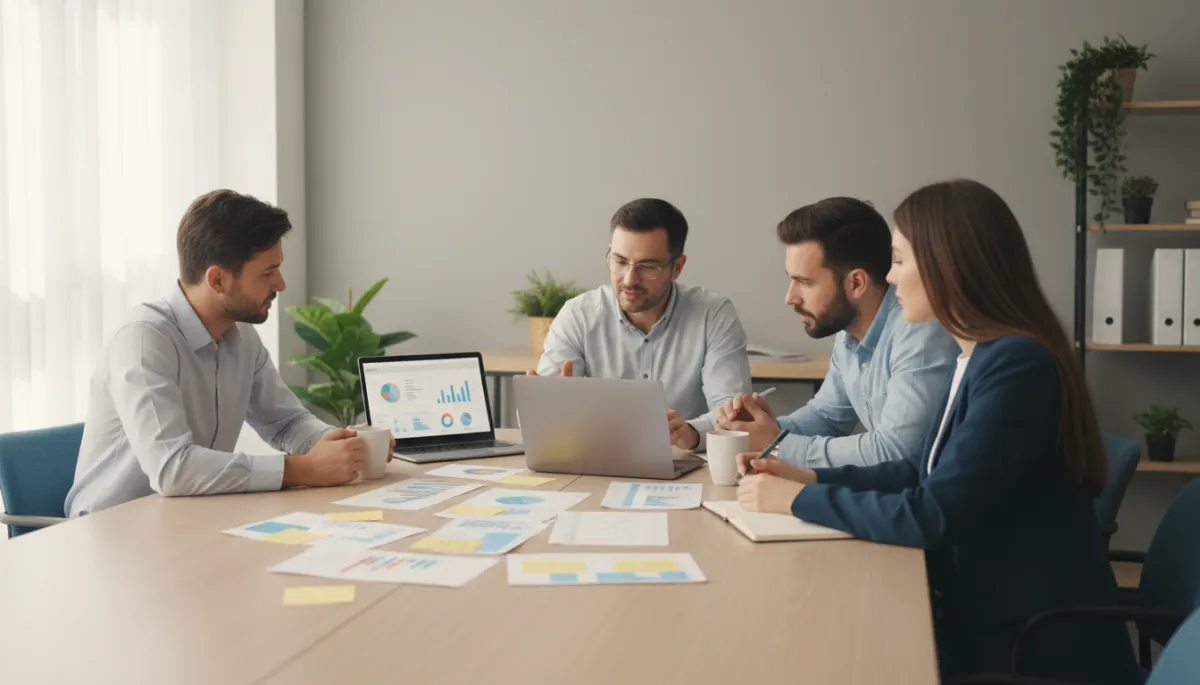 Local business team reviewing customer feedback to improve service