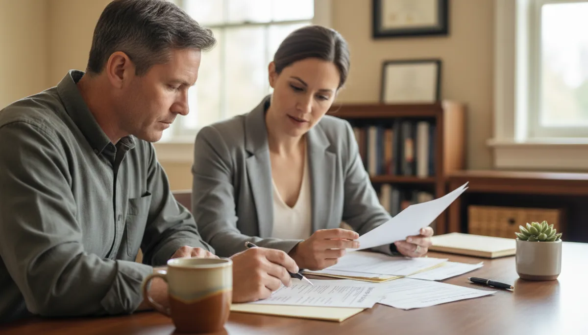 Veteran and VR&E counselor reviewing written notes about work limitations