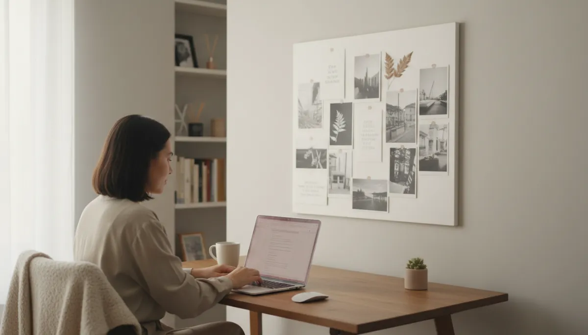 Person building an online business in a cozy, focused home workspace
