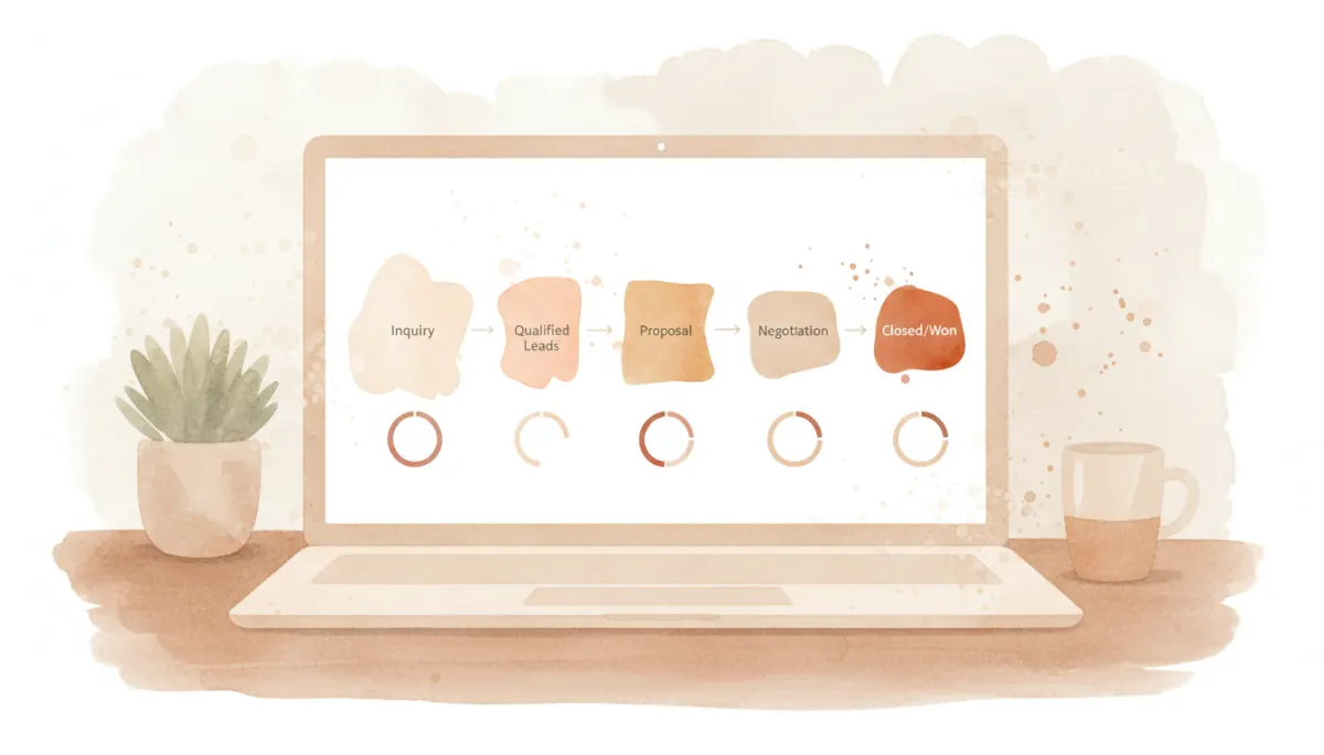 Dashboard showing a sales pipeline with conversion drop-off highlighted Dashboard showing a sales pipeline with conversion drop-off highlighted
