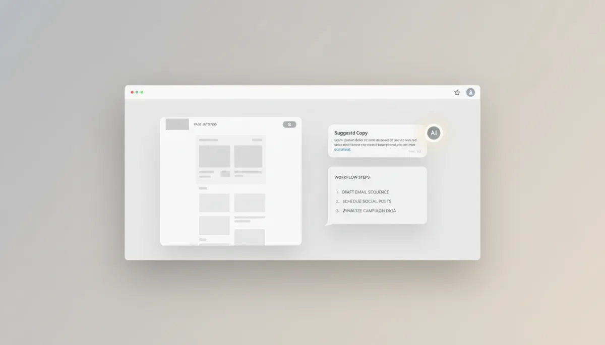 Ask AI suggesting content and workflow steps alongside a HighLevel configuration panel