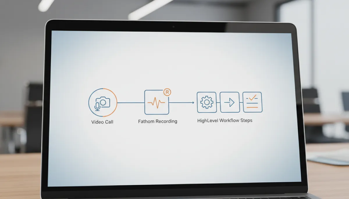 Diagram showing meeting recording flowing into an automated CRM workflow