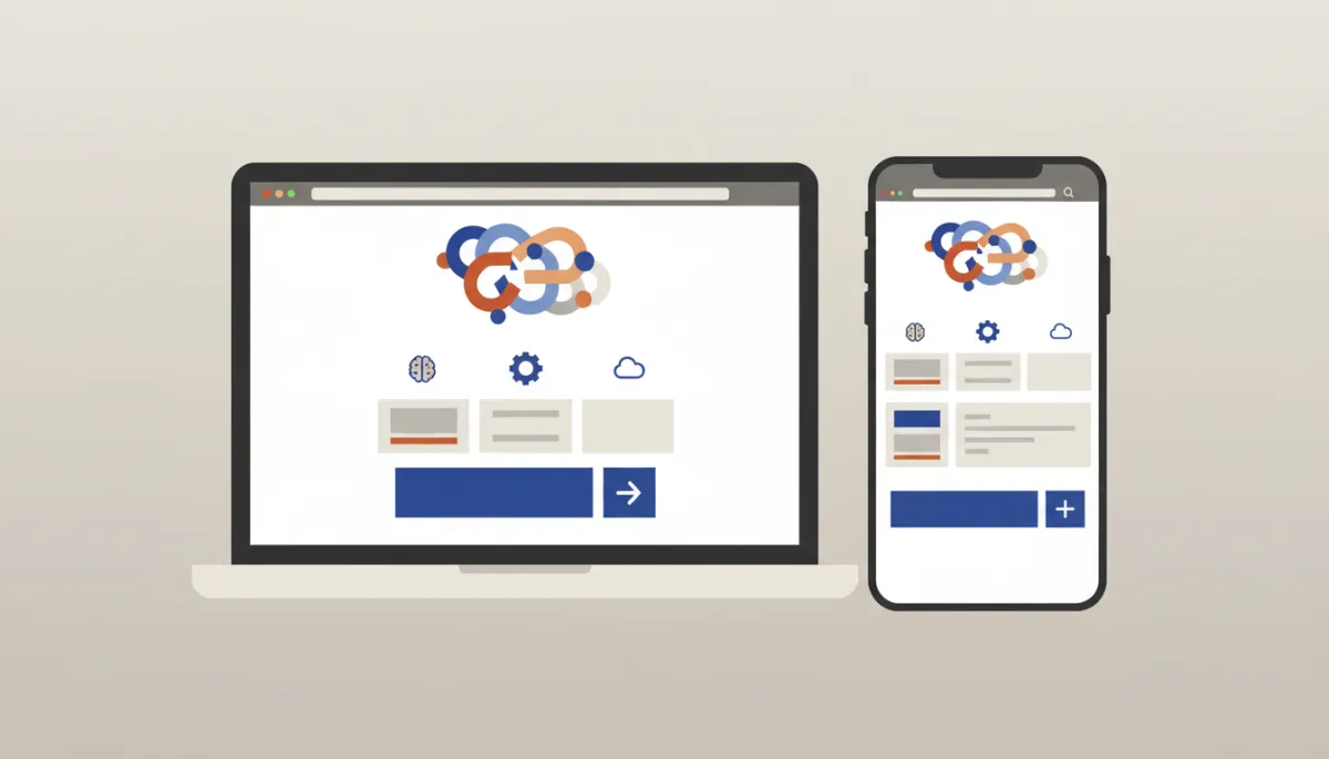 Mockup of a responsive GHL AI Studio website on laptop and smartphone