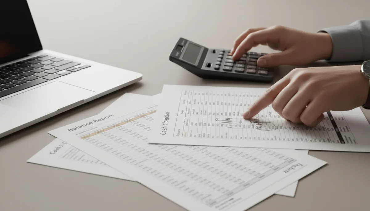 Printed financial statements and a tax deadline calendar on a business owner’s desk Printed financial statements and a tax deadline calendar on a business owner’s desk