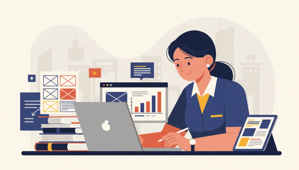 Marketing manager evaluating web design proposals and performance metrics Marketing manager evaluating web design proposals and performance metrics