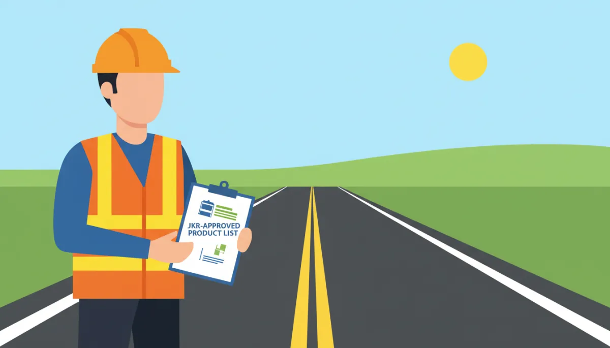 Engineer inspecting a smooth, well-maintained JKR-compliant roadway