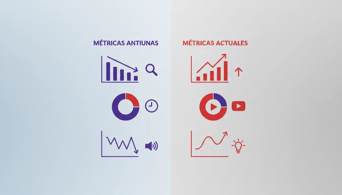 Comparación visual de señales antiguas y nuevas del algoritmo de YouTube 2026