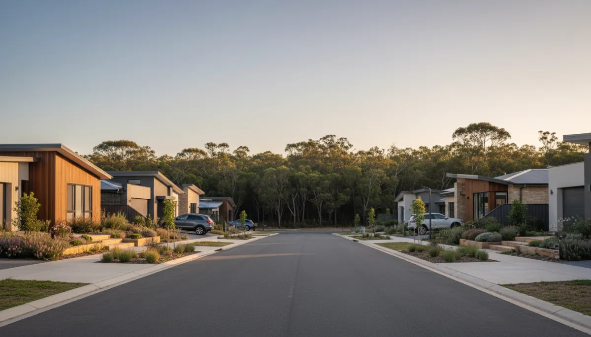 Australian suburban street next to protected bushland reserve